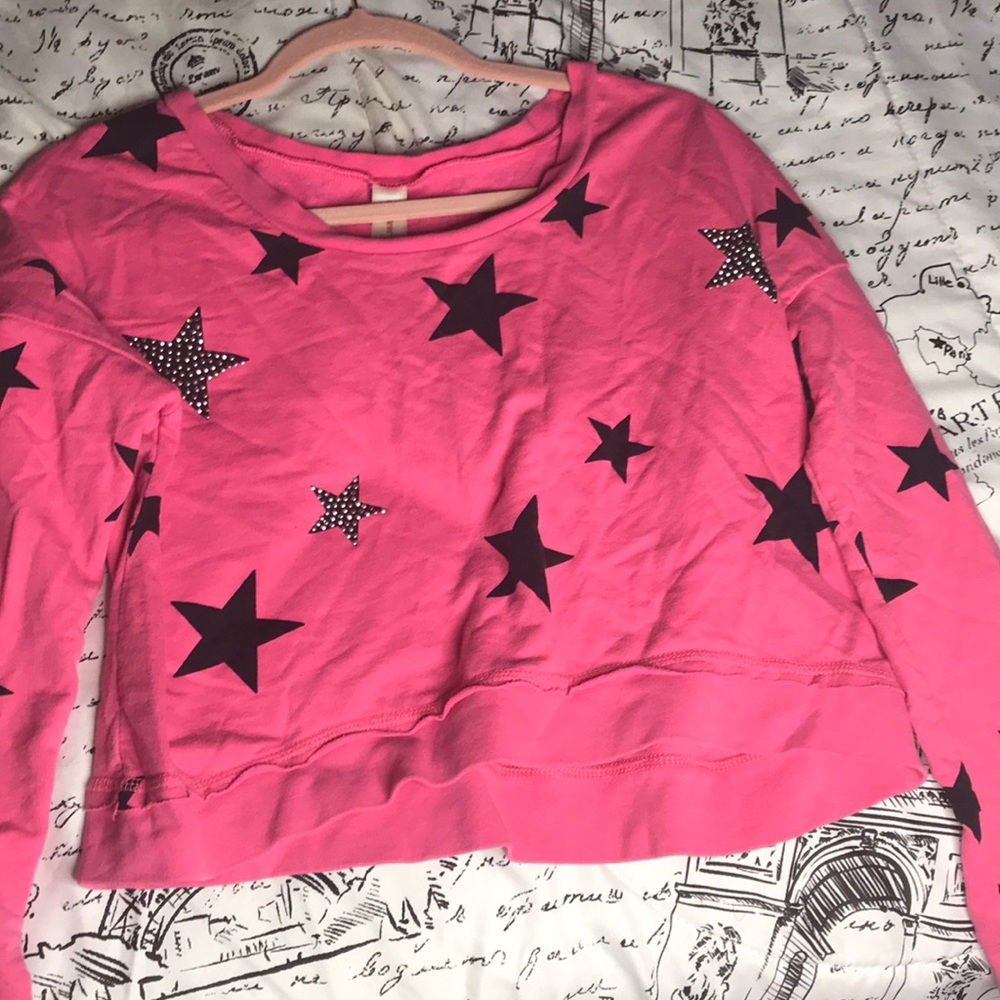 Wide neck pink crop top sweater